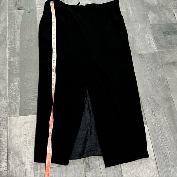 Escada Vtg 80s 90s High Waist Black Wool Long Front Single Pleat Maxi Skirt 44 L - Picture 8 of 13